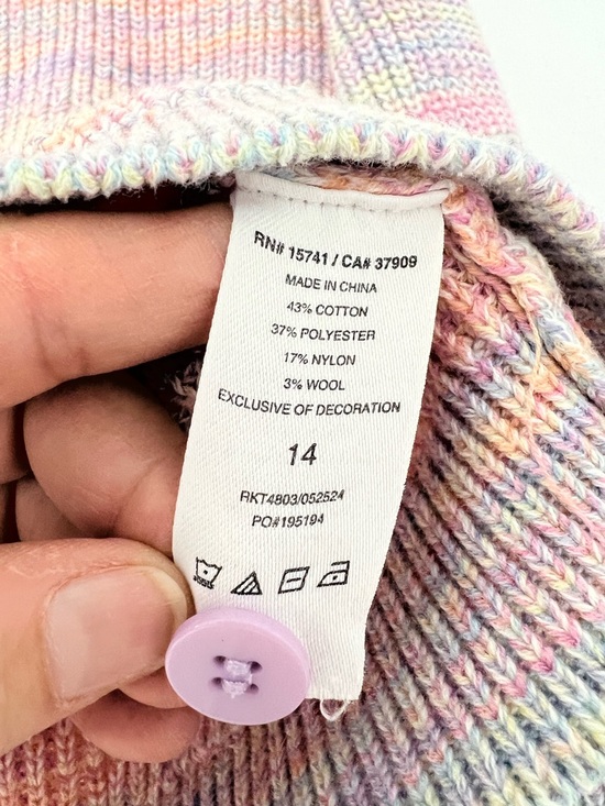 Splendid Sunset Marl Cardigan Pastel Multi-Color V-Neck Button Cardigan Sz 14 - Picture 5 of 5